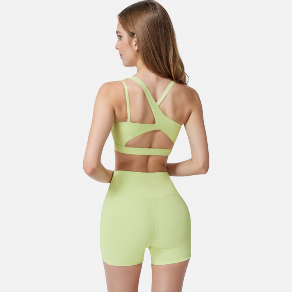 Anna-Kaci Women's One Shoulder Cutout Sports Bra