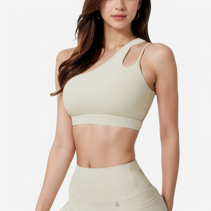 Anna-Kaci Women's One Shoulder Cutout Sports Bra