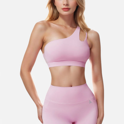 Anna-Kaci Women's One Shoulder Cutout Sports Bra