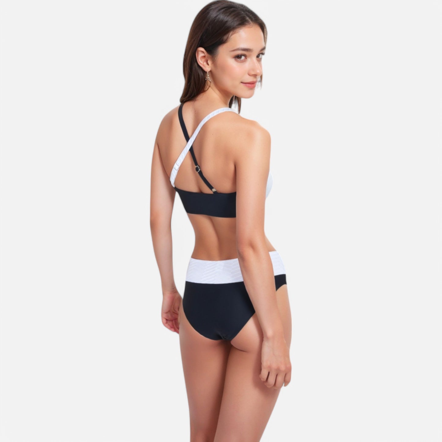 Anna-Kaci Women's Two-Piece Bikini Set with Pleated Wrap Detail and High-Waisted Bottoms