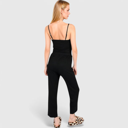 Anna-Kaci Lounge Women's 3-Piece Lounge Pajama Set with Camisole, Button-Up Top, and Wide-Leg Pants
