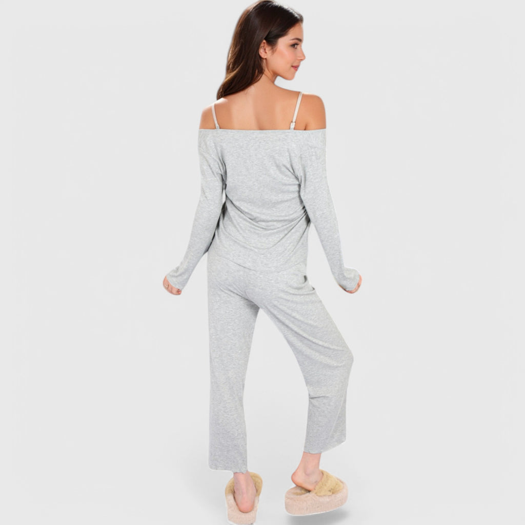Anna-Kaci Lounge Women's 3-Piece Lounge Pajama Set with Camisole, Button-Up Top, and Wide-Leg Pants