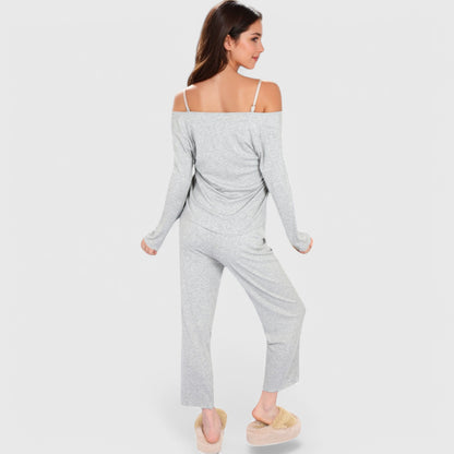Anna-Kaci Lounge Women's 3-Piece Lounge Pajama Set with Camisole, Button-Up Top, and Wide-Leg Pants