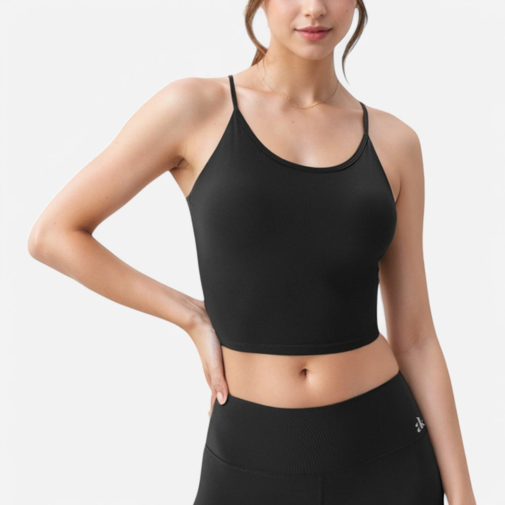 Anna-Kaci Women's Crisscross Strappy Sports Bra with Lace-Up Detail