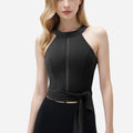 Anna-Kaci Women's Halter Neck Wrap Tie Athletic Tank Top