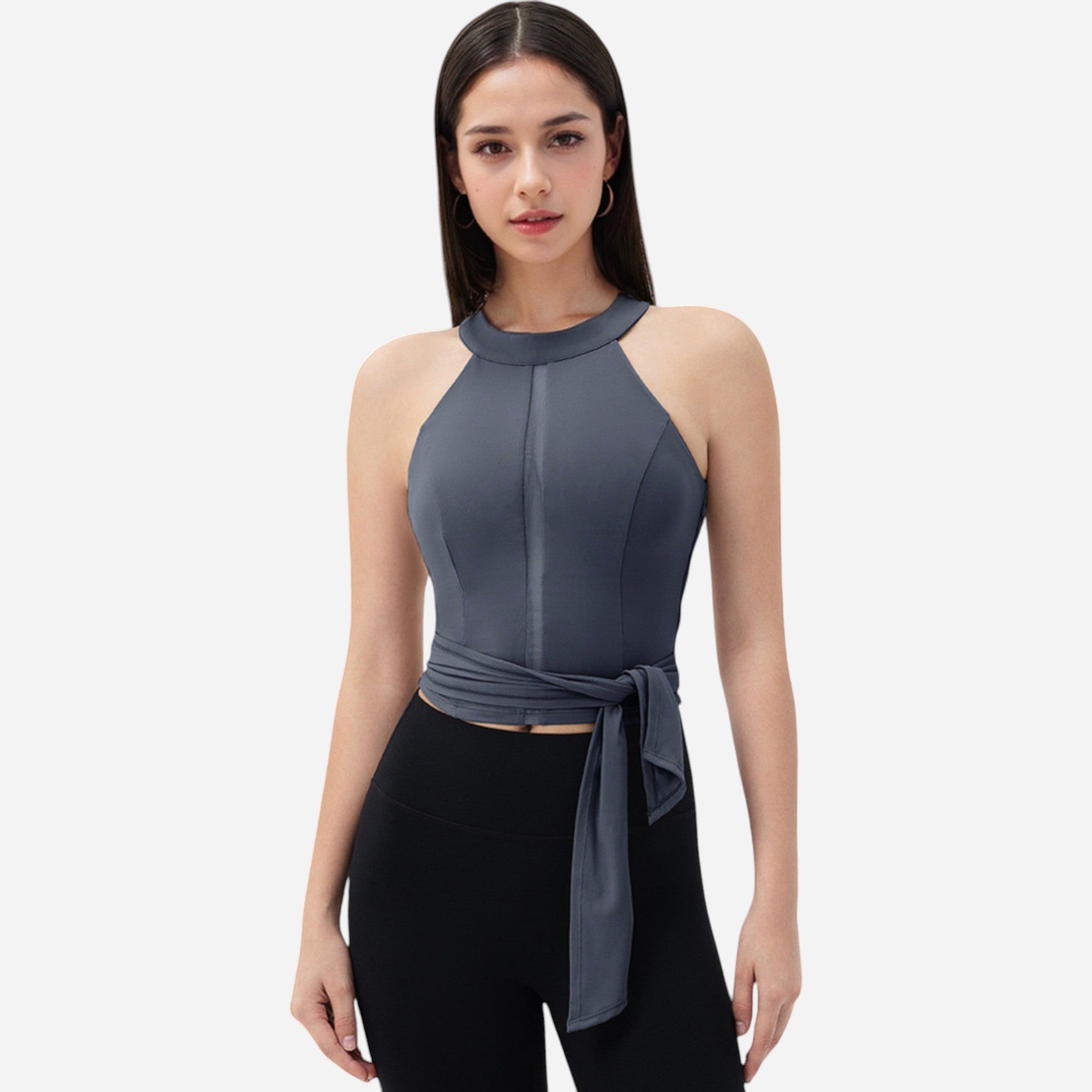 Anna-Kaci Women's Halter Neck Wrap Tie Athletic Tank Top