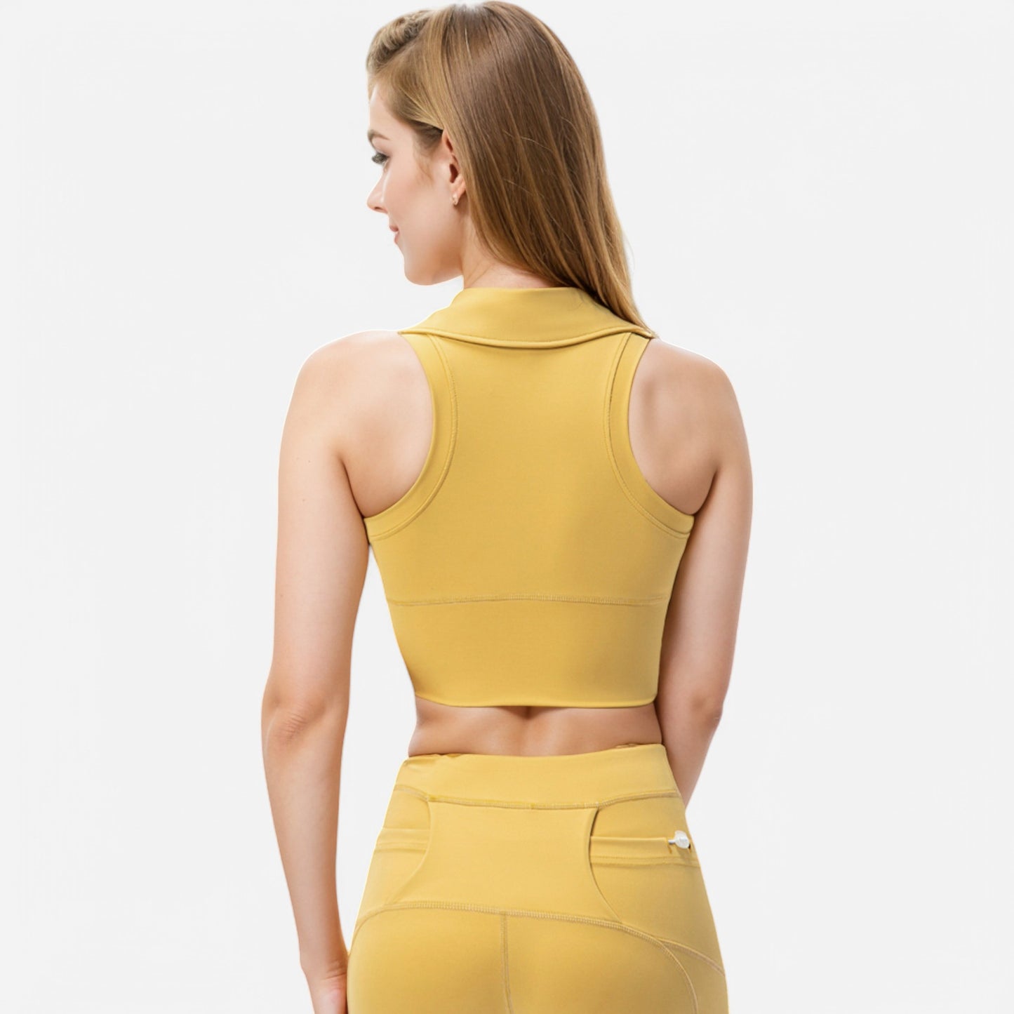 Anna-Kaci Women's Sleeveless Collared Crop Top with V-Neckline