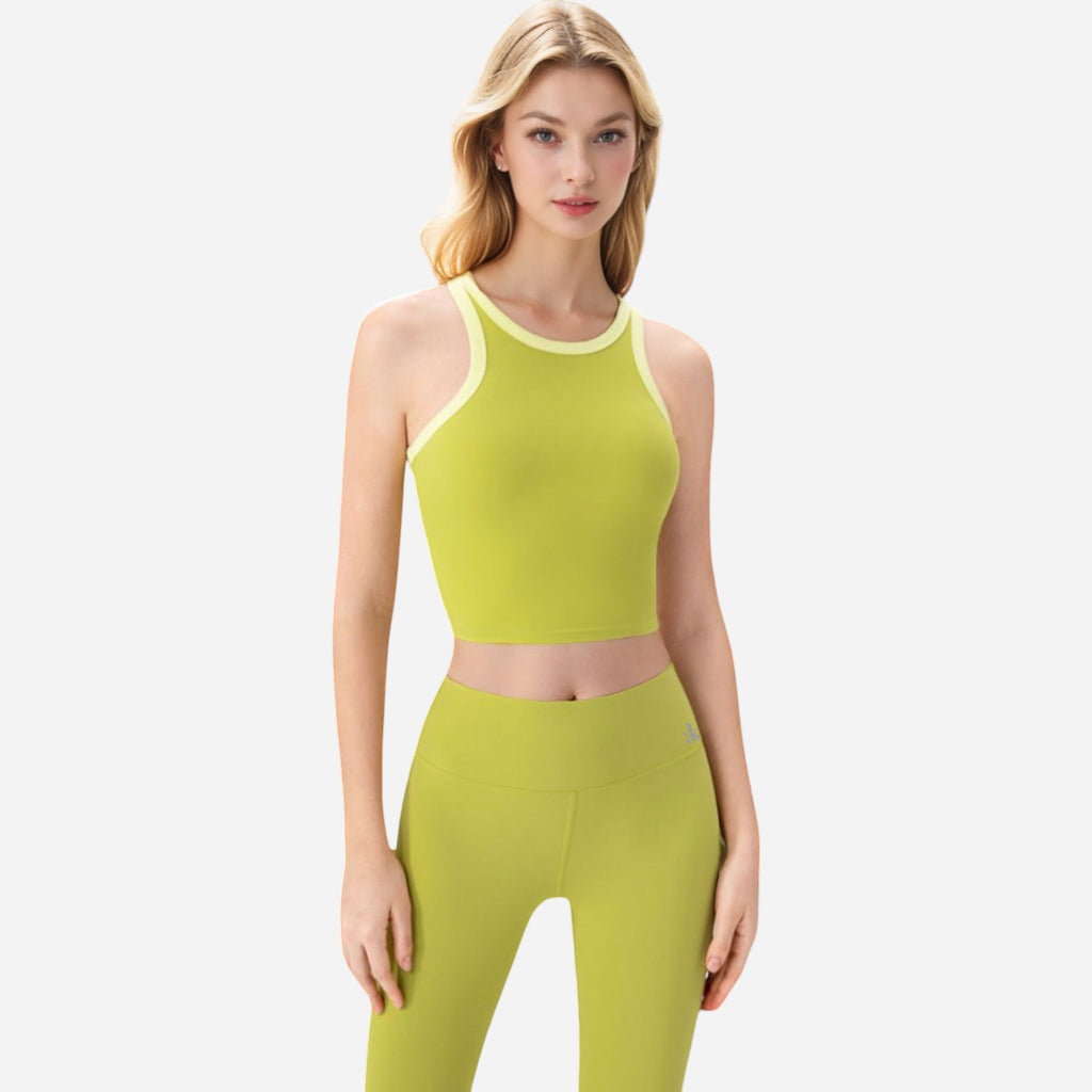 Anna-Kaci Women's Contrast Trim High Neck Crop Top