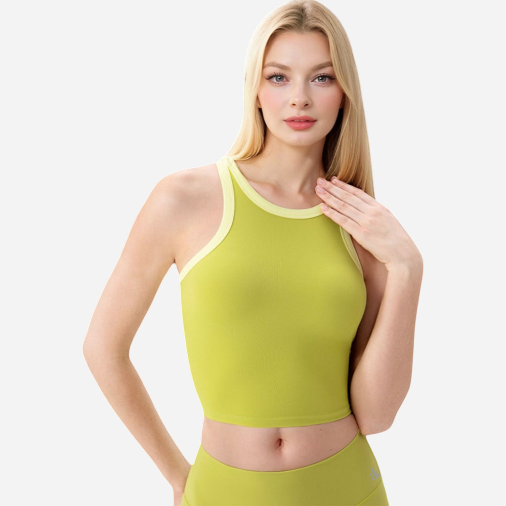 Anna-Kaci Women's Contrast Trim High Neck Crop Top