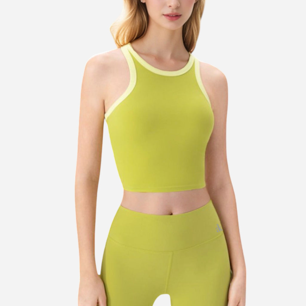 Anna-Kaci Women's Contrast Trim High Neck Crop Top