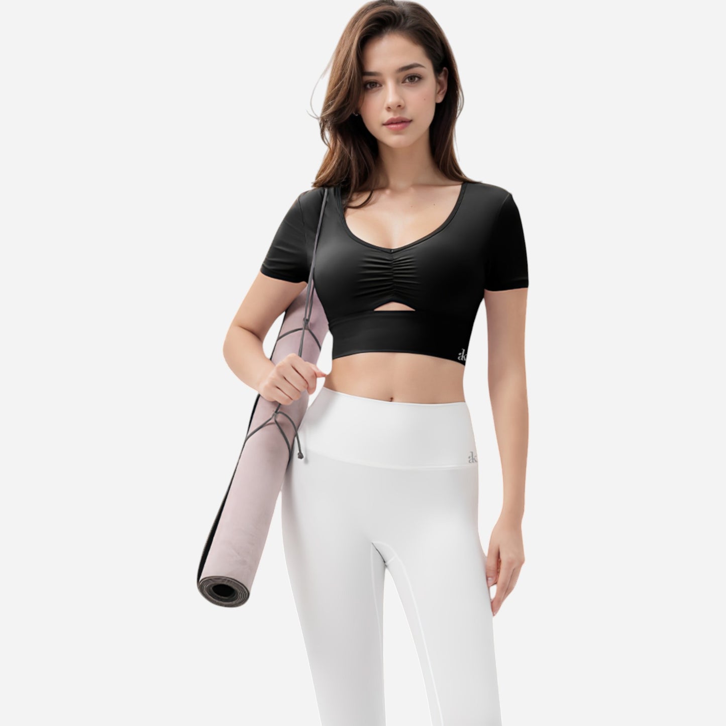 Anna-Kaci Women's Ruched Cutout Crop Top with Short Sleeves