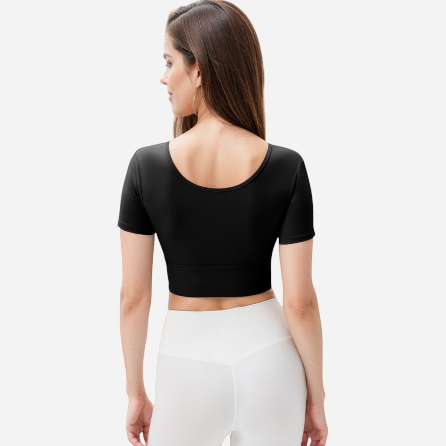 Anna-Kaci Women's Ruched Cutout Crop Top with Short Sleeves