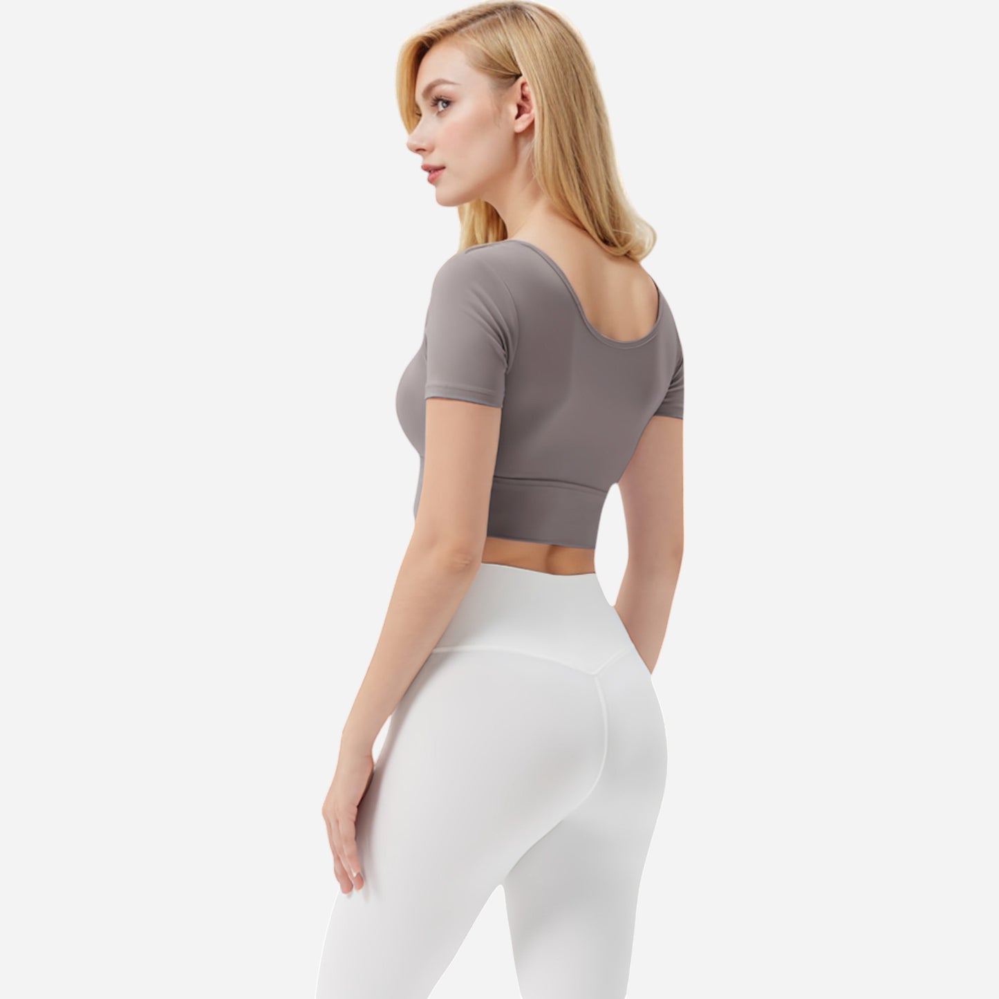 Anna-Kaci Women's Ruched Cutout Crop Top with Short Sleeves