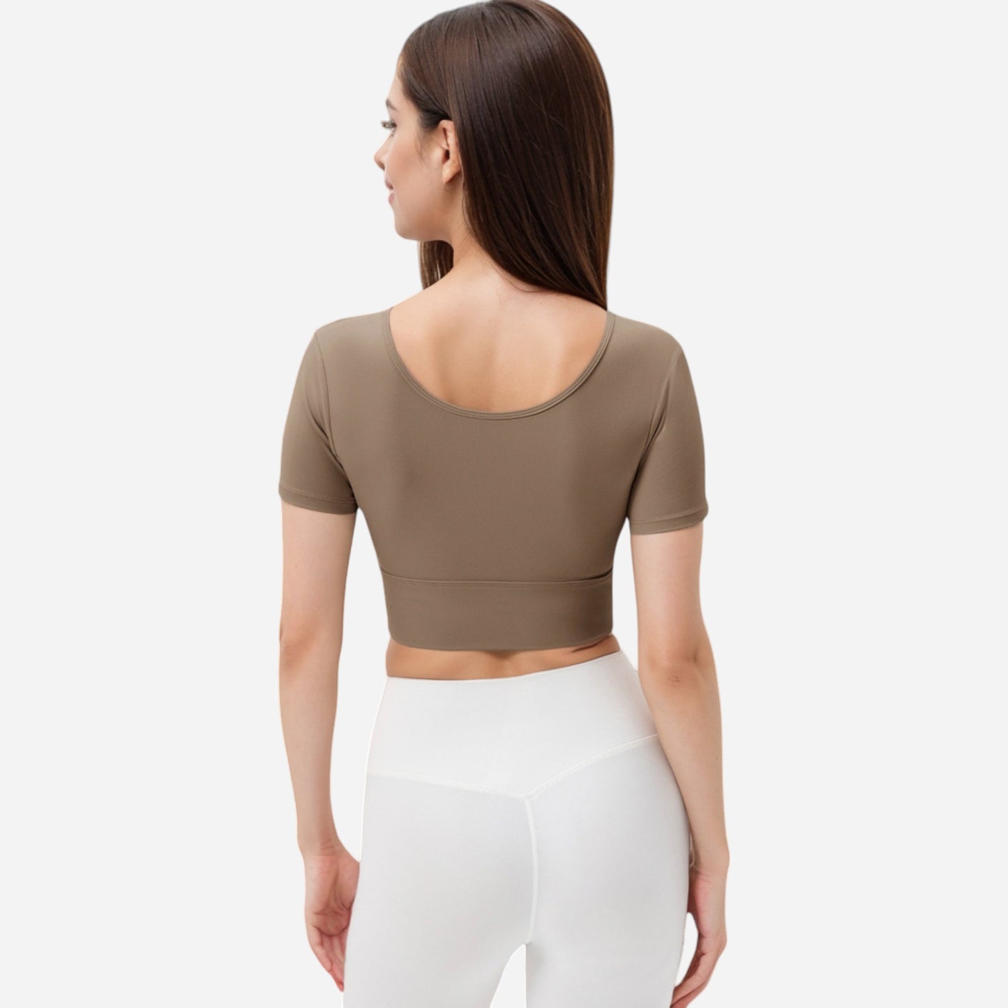 Anna-Kaci Women's Ruched Cutout Crop Top with Short Sleeves