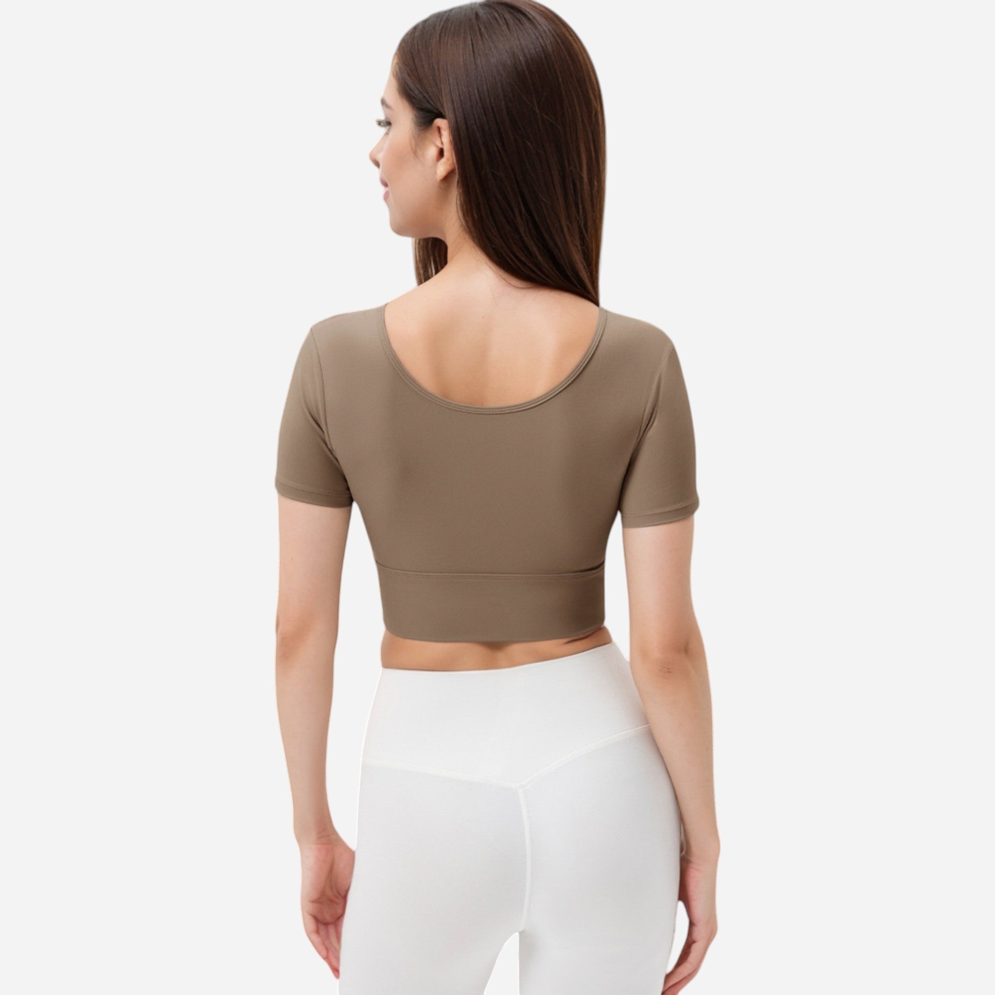 Anna-Kaci Women's Ruched Cutout Crop Top with Short Sleeves