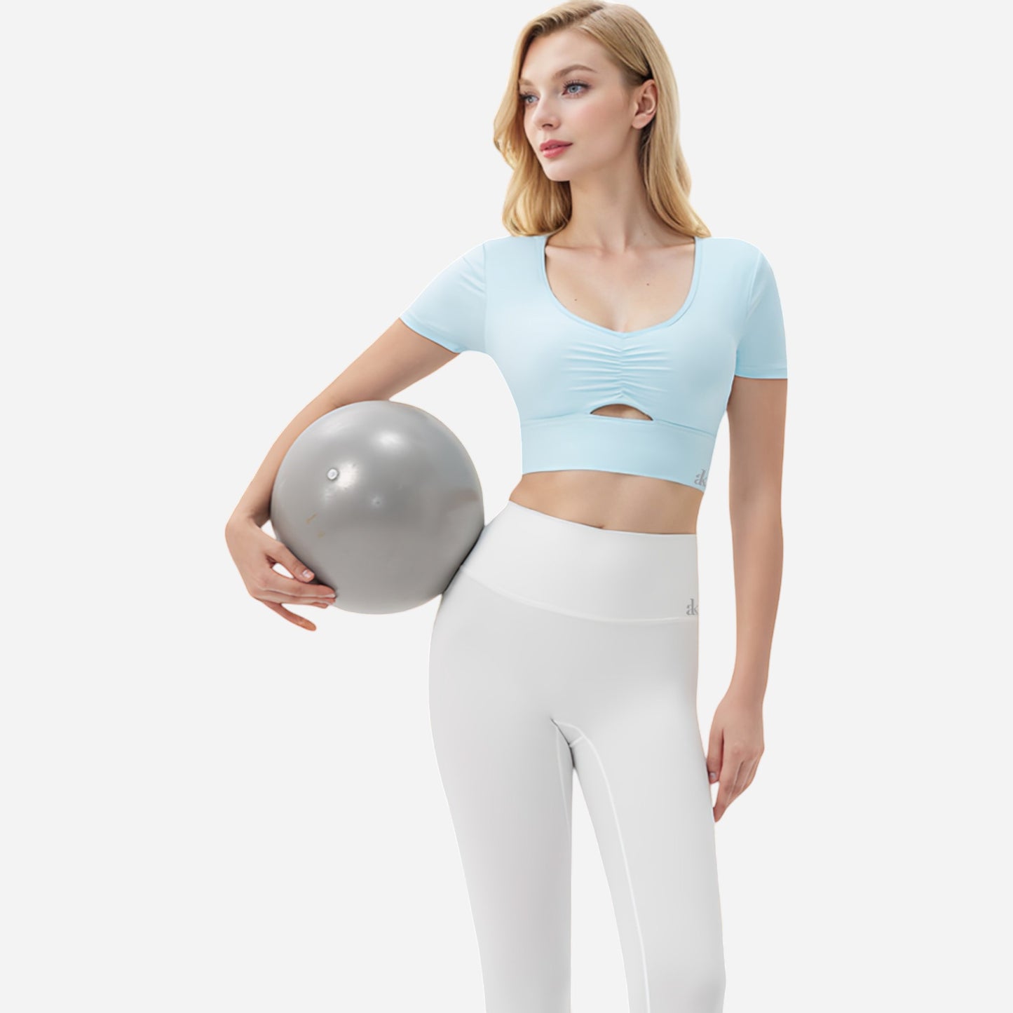 Anna-Kaci Women's Ruched Cutout Crop Top with Short Sleeves