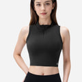 Anna-Kaci Women's Zip-Up Mock Neck Crop Top with Sleeveless Design