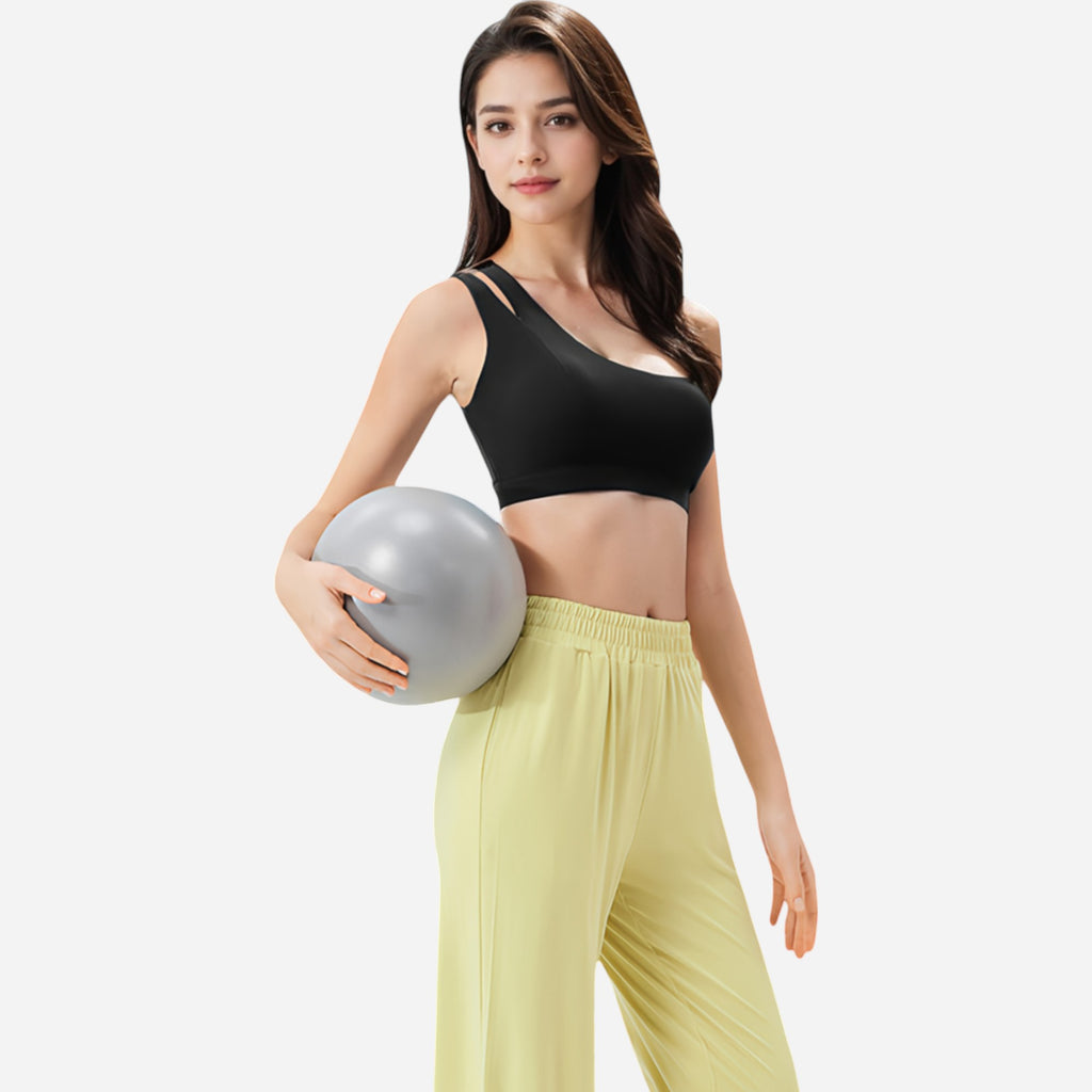 Anna-Kaci Women's One Shoulder Cut-Out Sports Bra with Asymmetrical Design