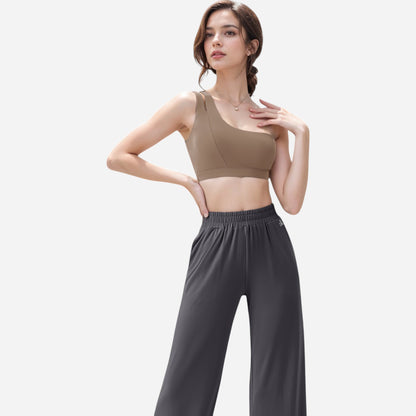 Anna-Kaci Women's One Shoulder Cut-Out Sports Bra with Asymmetrical Design