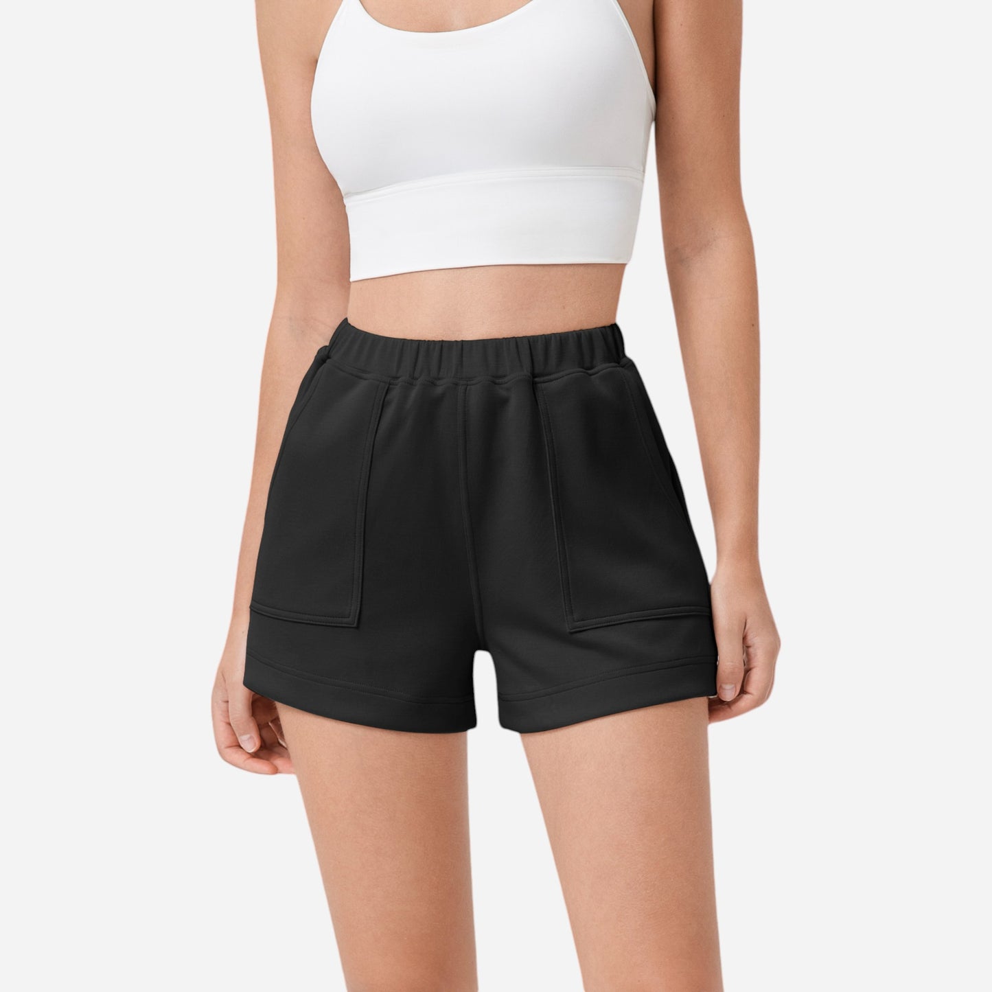 Anna-Kaci Women's High Waist Elastic Shorts with Side Pockets