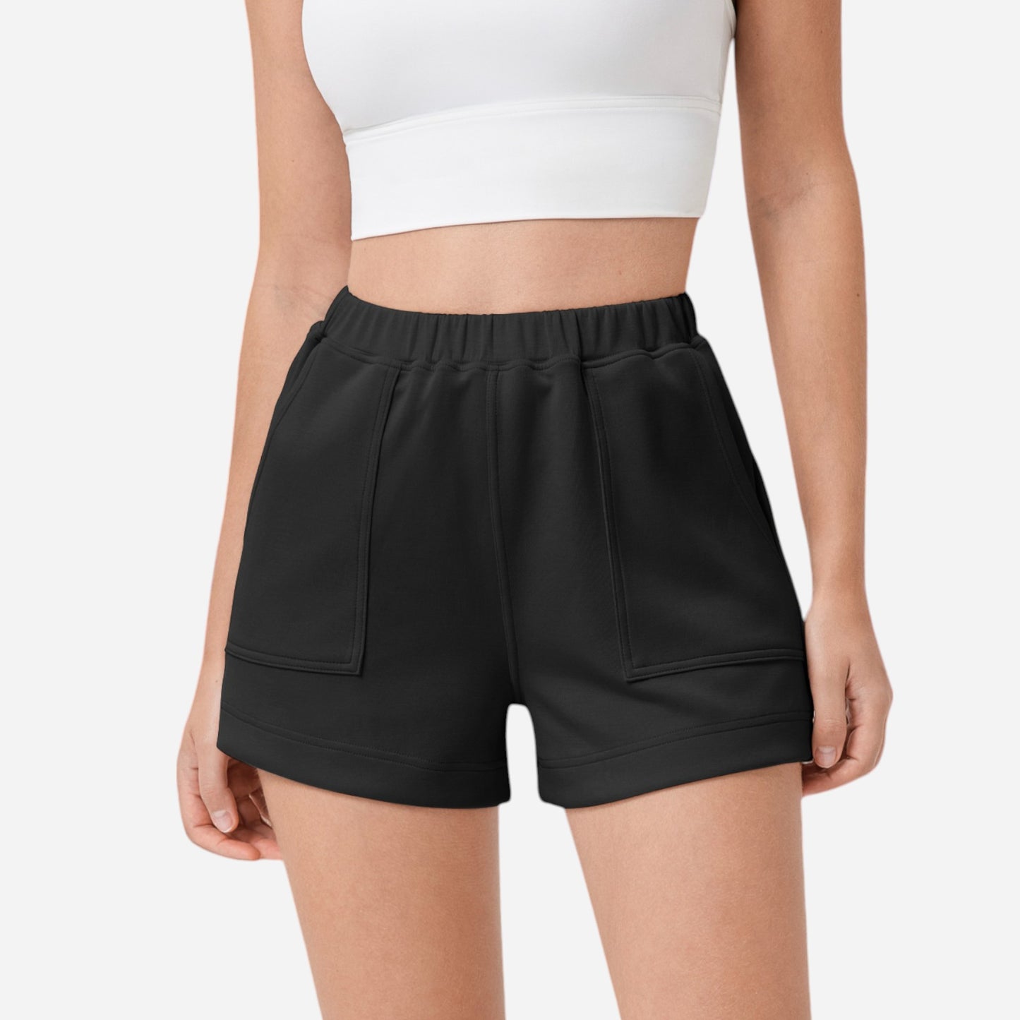 Anna-Kaci Women's High Waist Elastic Shorts with Side Pockets