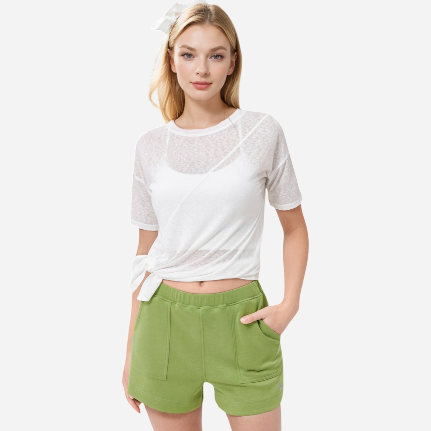 Anna-Kaci Women's High Waist Elastic Shorts with Side Pockets