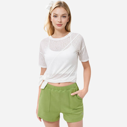 Anna-Kaci Women's High Waist Elastic Shorts with Side Pockets