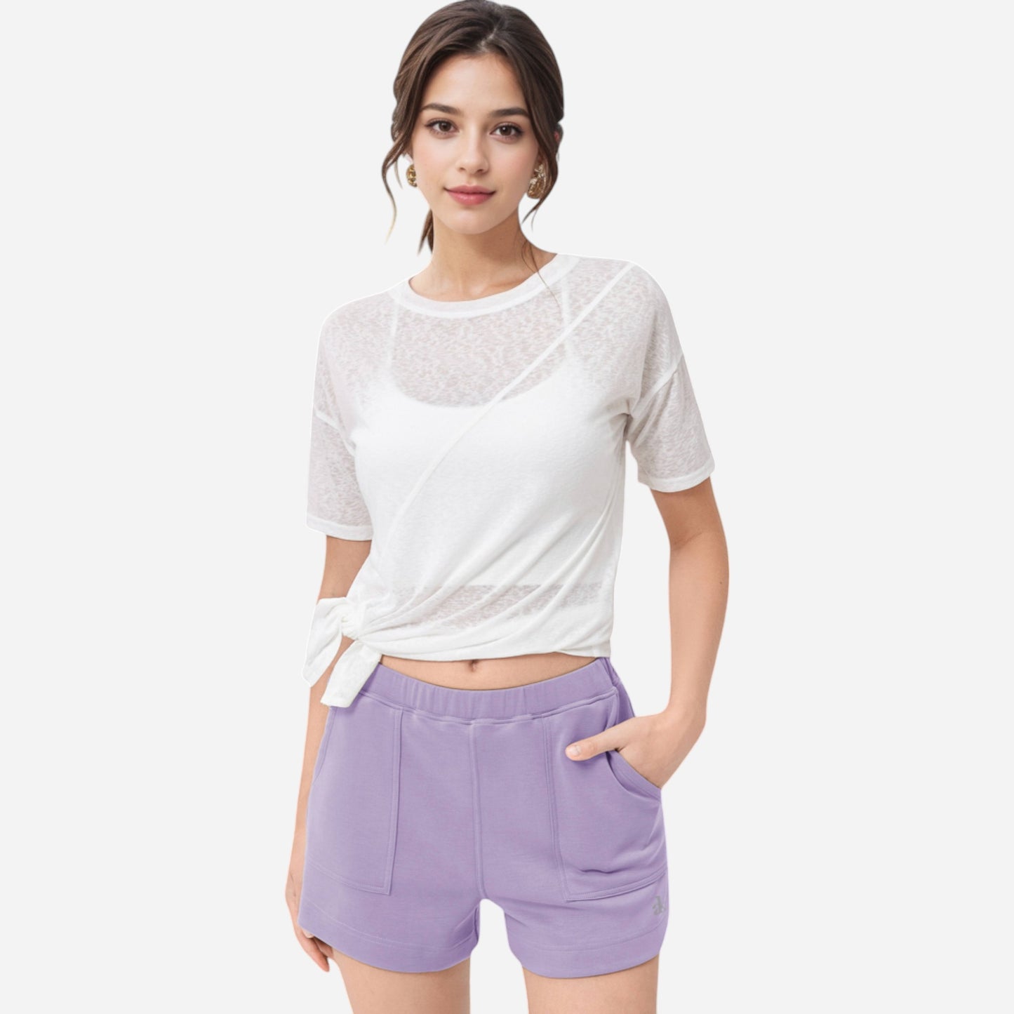 Anna-Kaci Women's High Waist Elastic Shorts with Side Pockets