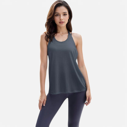 Anna-Kaci Women's Lightweight Racerback Tank Top with Textured Stripe Pattern