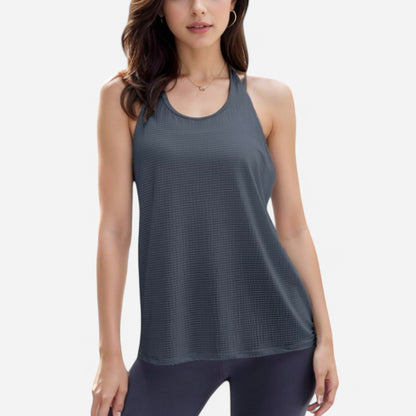 Anna-Kaci Women's Lightweight Racerback Tank Top with Textured Stripe Pattern