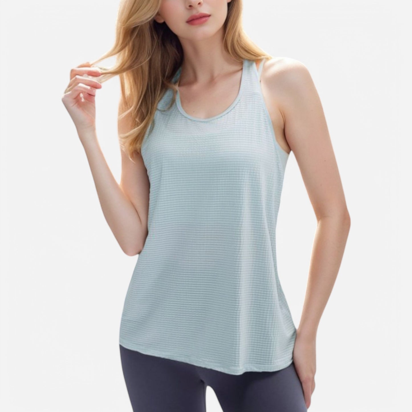 Anna-Kaci Women's Lightweight Racerback Tank Top with Textured Stripe Pattern
