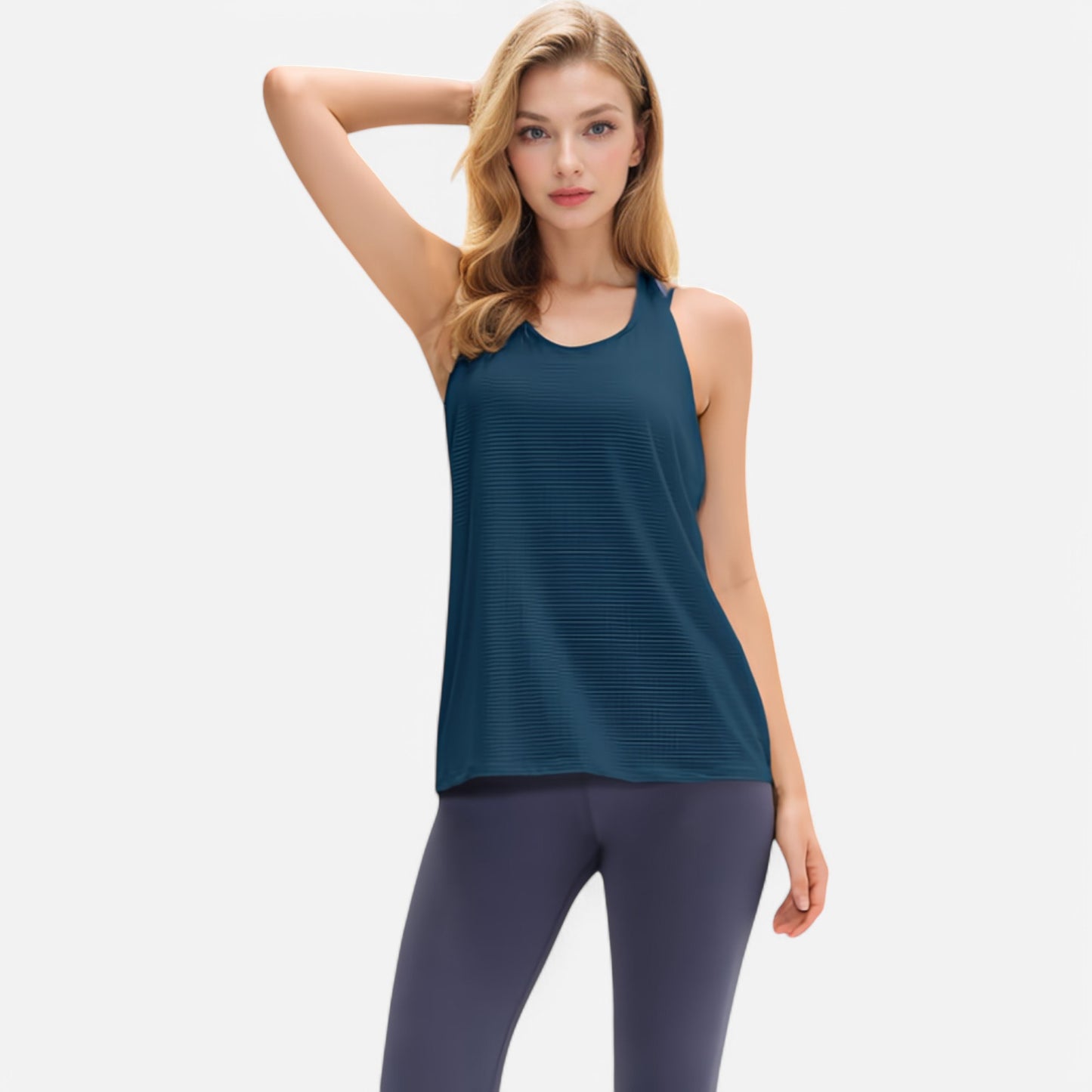 Anna-Kaci Women's Lightweight Racerback Tank Top with Textured Stripe Pattern