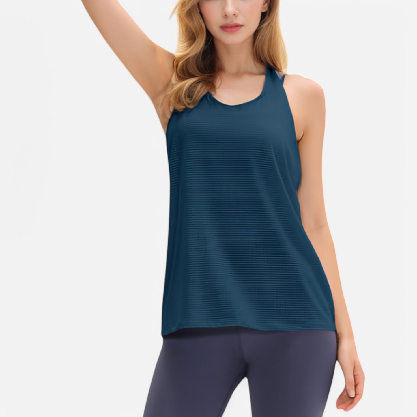 Anna-Kaci Women's Lightweight Racerback Tank Top with Textured Stripe Pattern