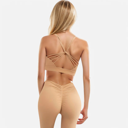 Anna-Kaci Women's Strappy Back Sports Bra with Crisscross Design