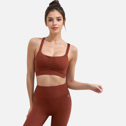 Anna-Kaci Women's Strappy Back Sports Bra with Crisscross Design