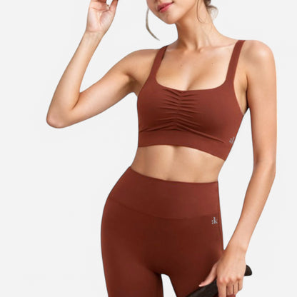 Anna-Kaci Women's Strappy Back Sports Bra with Crisscross Design