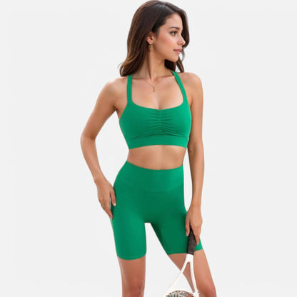 Anna-Kaci Women's Strappy Back Sports Bra with Crisscross Design