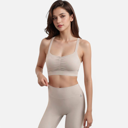 Anna-Kaci Women's Strappy Back Sports Bra with Crisscross Design