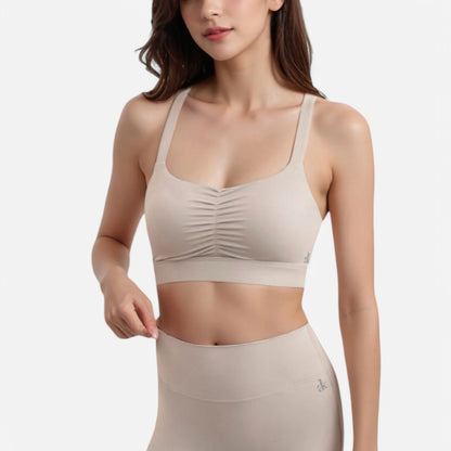 Anna-Kaci Women's Strappy Back Sports Bra with Crisscross Design