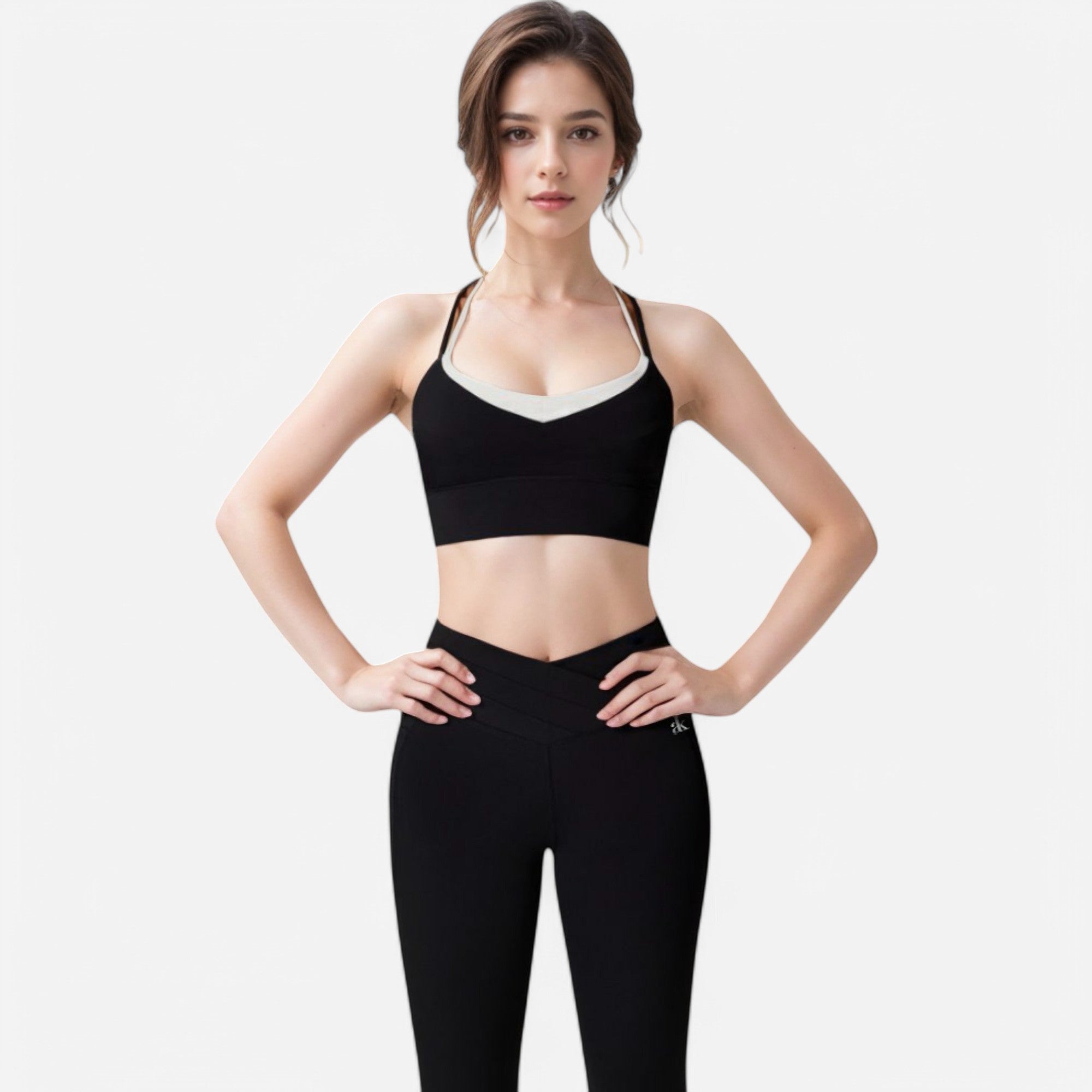 Anna-Kaci Women's Dual Strap Sports Bra with V-Neck Design