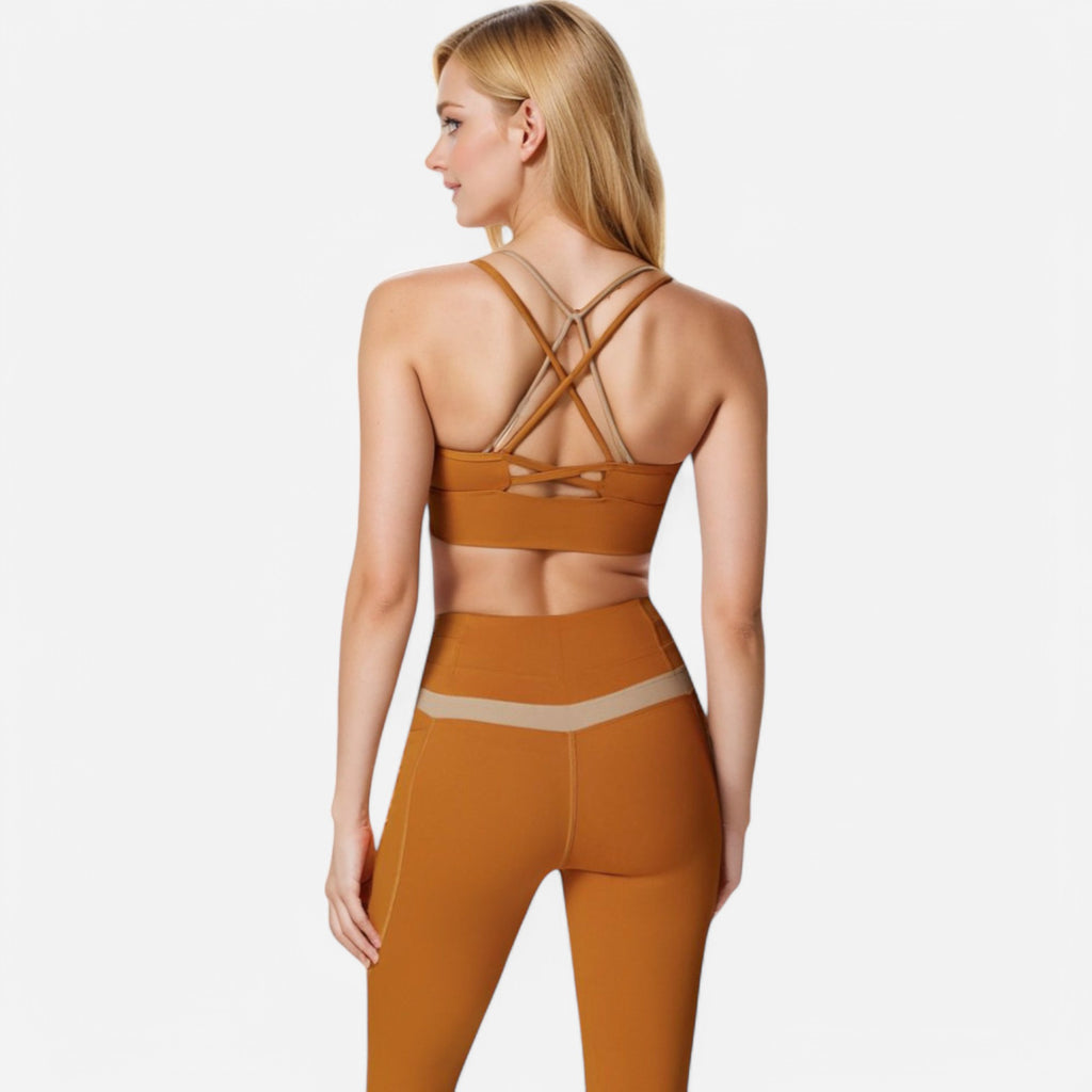 Anna-Kaci Women's Dual Strap Sports Bra with V-Neck Design