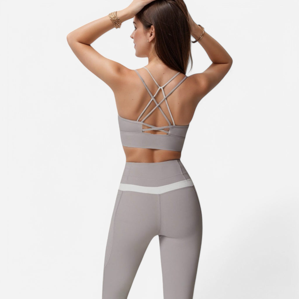 Anna-Kaci Women's Dual Strap Sports Bra with V-Neck Design