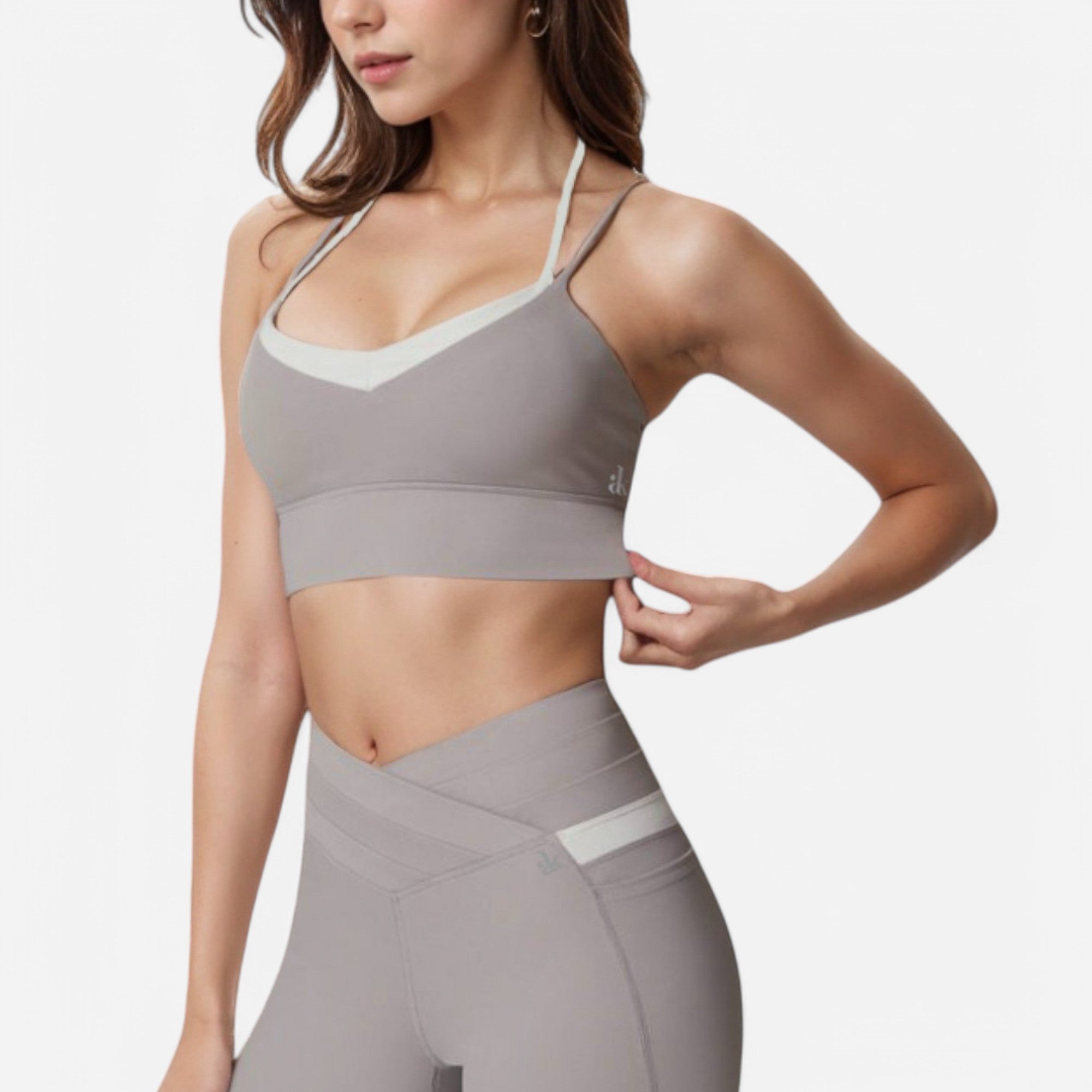 Anna-Kaci Women's Dual Strap Sports Bra with V-Neck Design