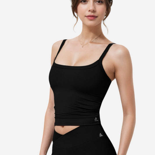 Anna-Kaci Women's Square Neck Tank Top with Spaghetti Straps