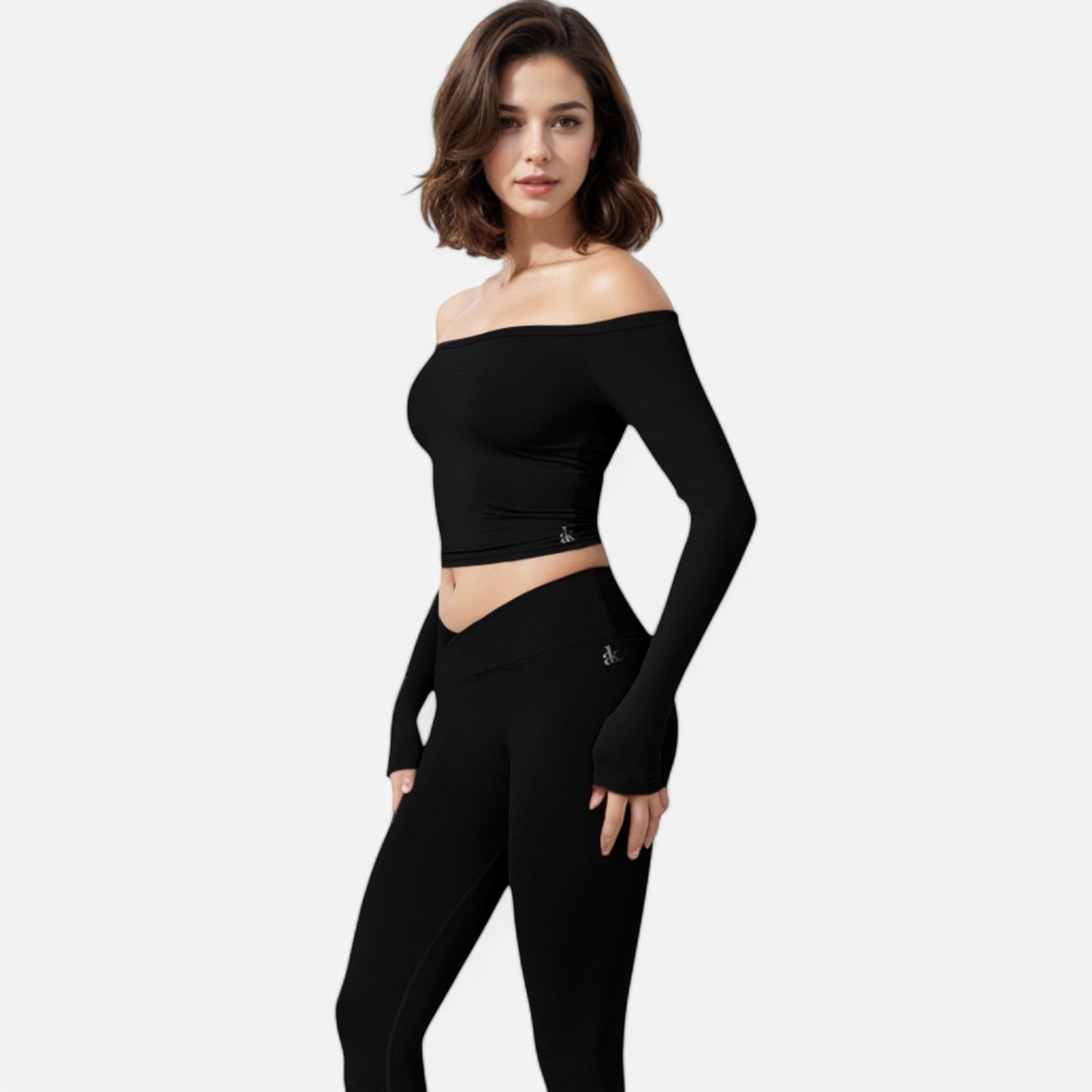 Anna-Kaci Women's One Shoulder Long Sleeve Crop Top with Thumb Holes