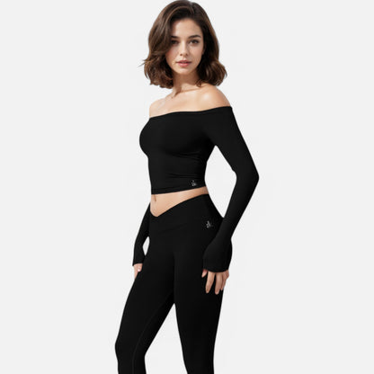 Anna-Kaci Women's One Shoulder Long Sleeve Crop Top with Thumb Holes