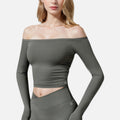 Anna-Kaci Women's One Shoulder Long Sleeve Crop Top with Thumb Holes