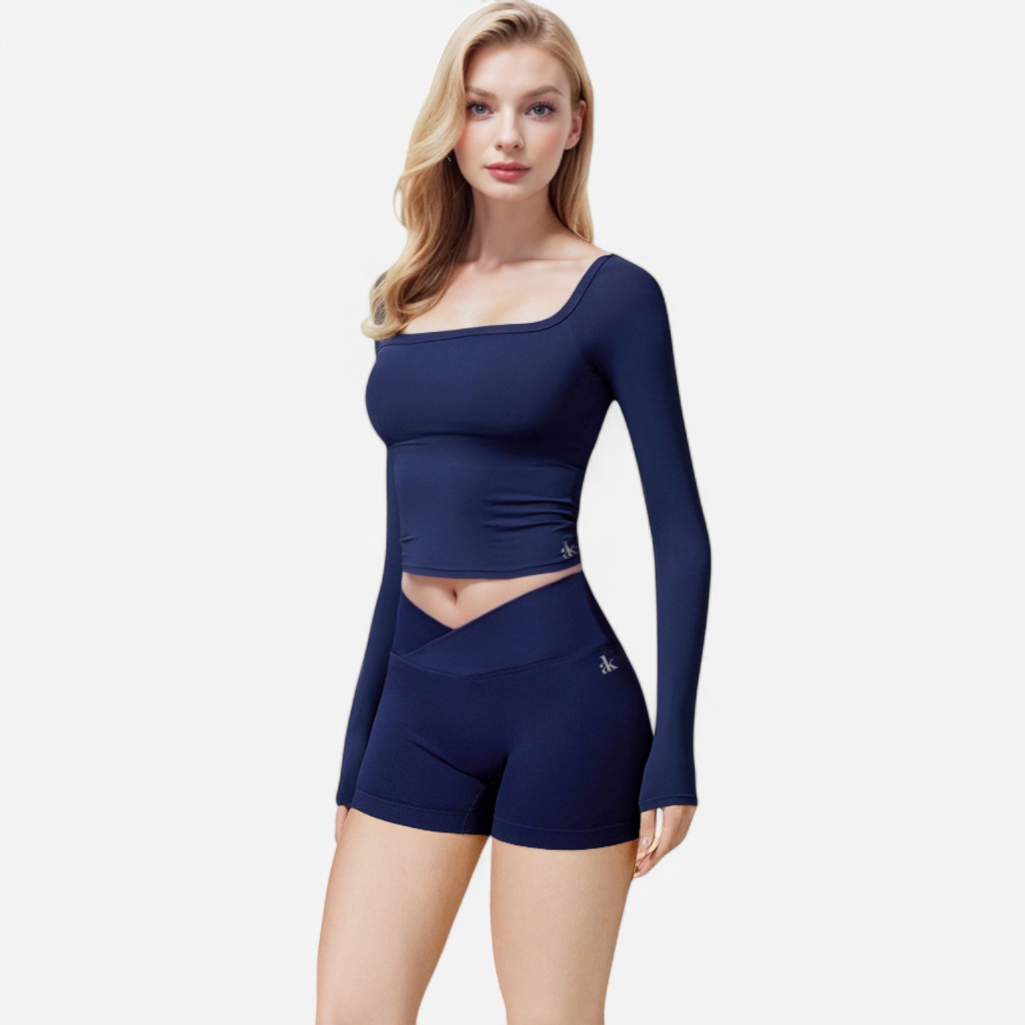 Anna-Kaci Women's One Shoulder Long Sleeve Crop Top with Thumb Holes