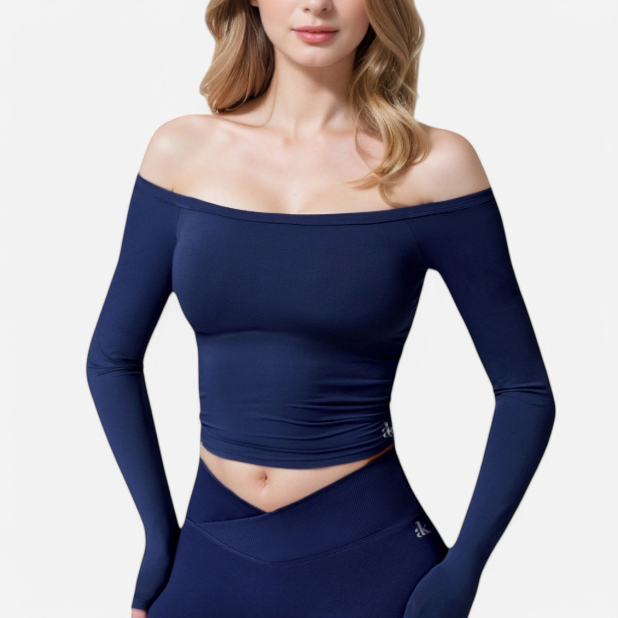 Anna-Kaci Women's One Shoulder Long Sleeve Crop Top with Thumb Holes