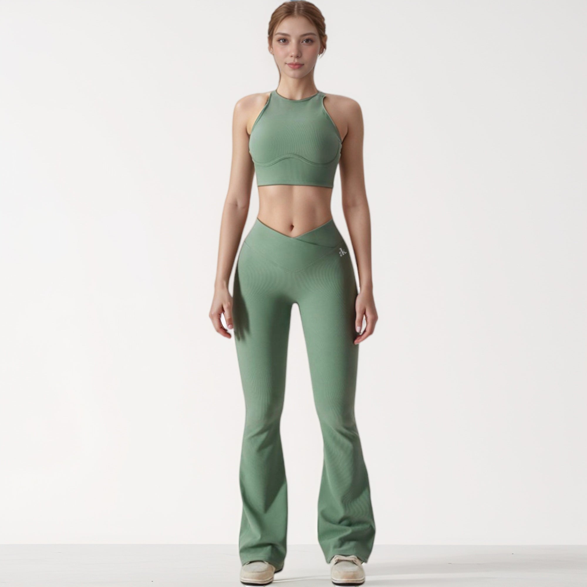 Anna-Kaci Active Women's High Neck Racerback Sports Crop Top with Seamless Compression Fit